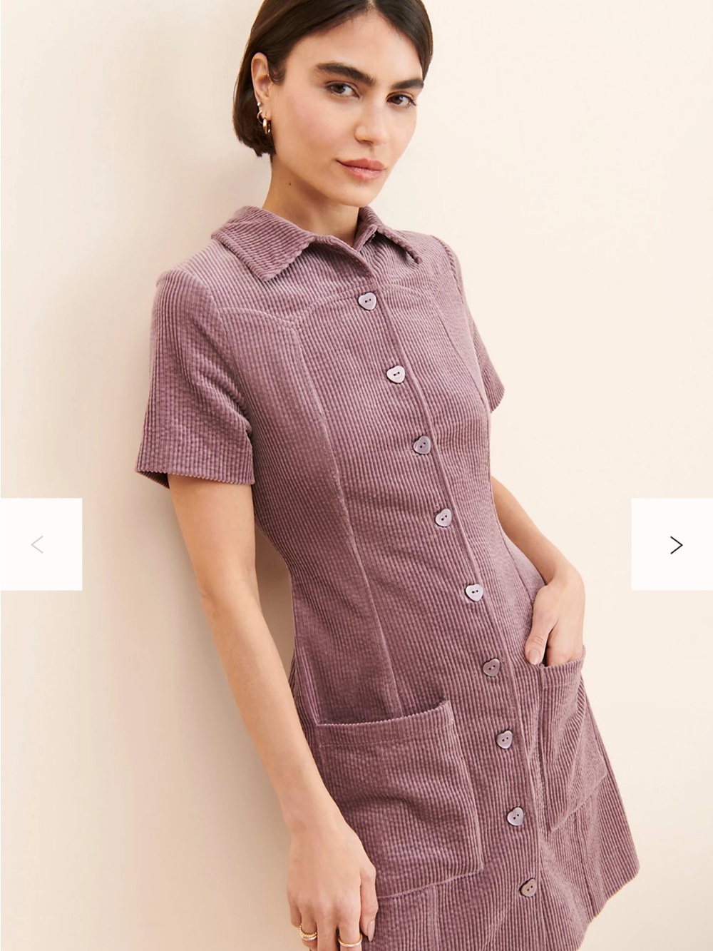 Rolla's Corduroy Mini Dress Size 6/XS Purple Button Front